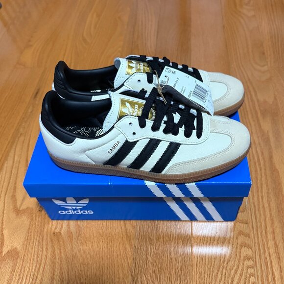 Adidas Samba OG Athletic Shoe - Cream White / Core Black / Sand Strata - Picture 10 of 13